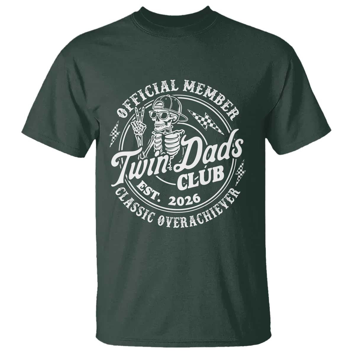 Retro Twin Dad Est 2026 T Shirt Funny Skeleton Dad Classic Overachiever Fathers Day