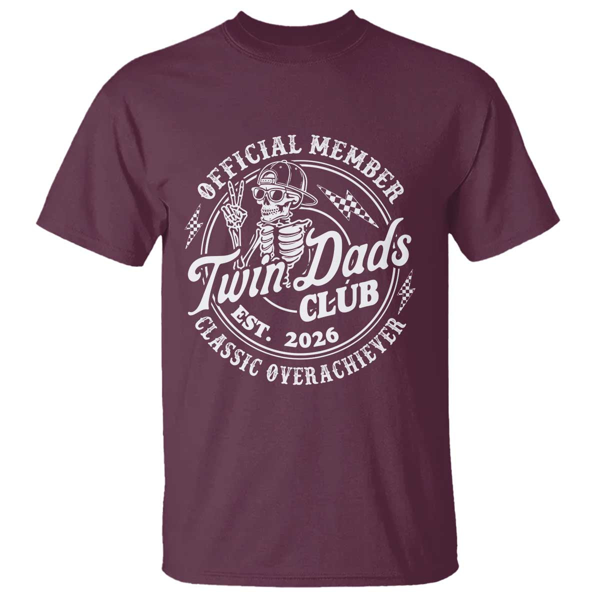 Retro Twin Dad Est 2026 T Shirt Funny Skeleton Dad Classic Overachiever Fathers Day