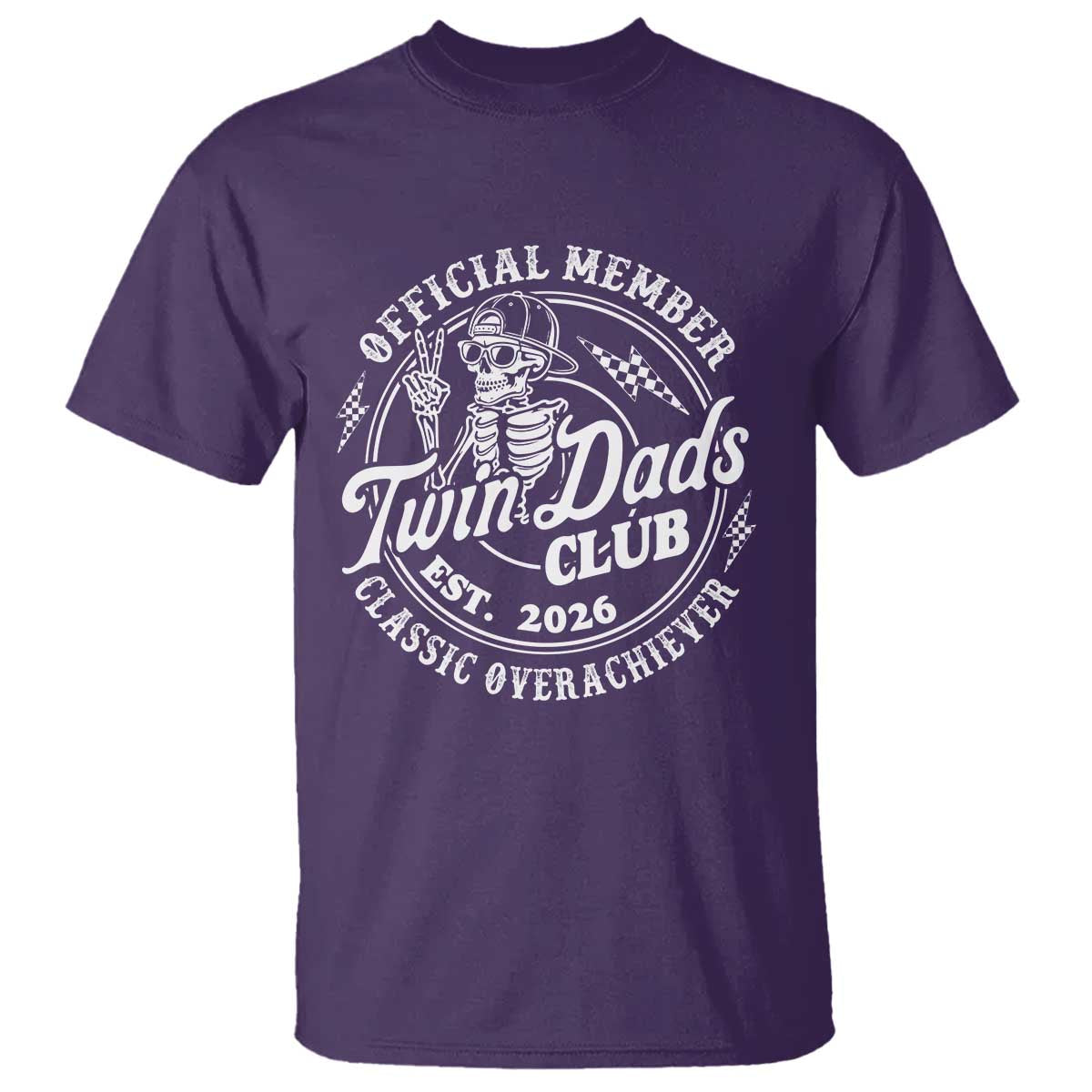 Retro Twin Dad Est 2026 T Shirt Funny Skeleton Dad Classic Overachiever Fathers Day