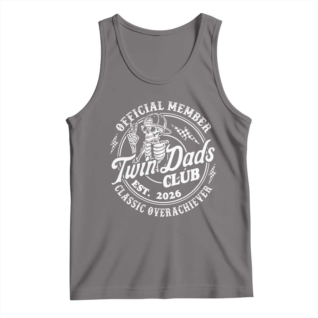 Retro Twin Dad Est 2026 Tank Top Funny Skeleton Dad Classic Overachiever Fathers Day