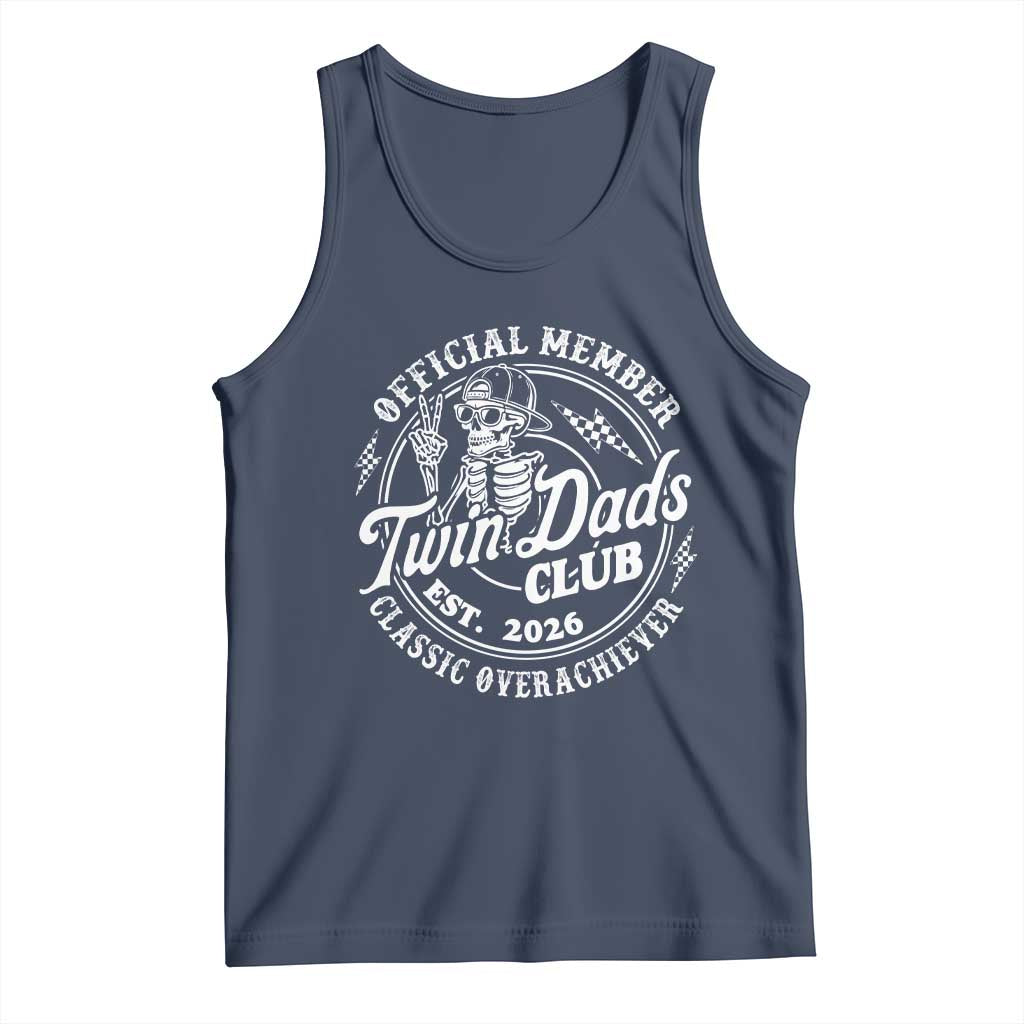 Retro Twin Dad Est 2026 Tank Top Funny Skeleton Dad Classic Overachiever Fathers Day