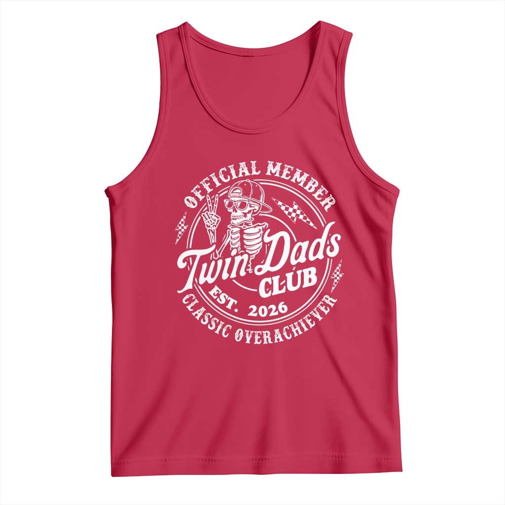 Retro Twin Dad Est 2026 Tank Top Funny Skeleton Dad Classic Overachiever Fathers Day