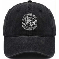 Retro Twin Dad Est 2026 Washed Cotton Baseball Cap Funny Skeleton Dad Classic Overachiever Fathers Day