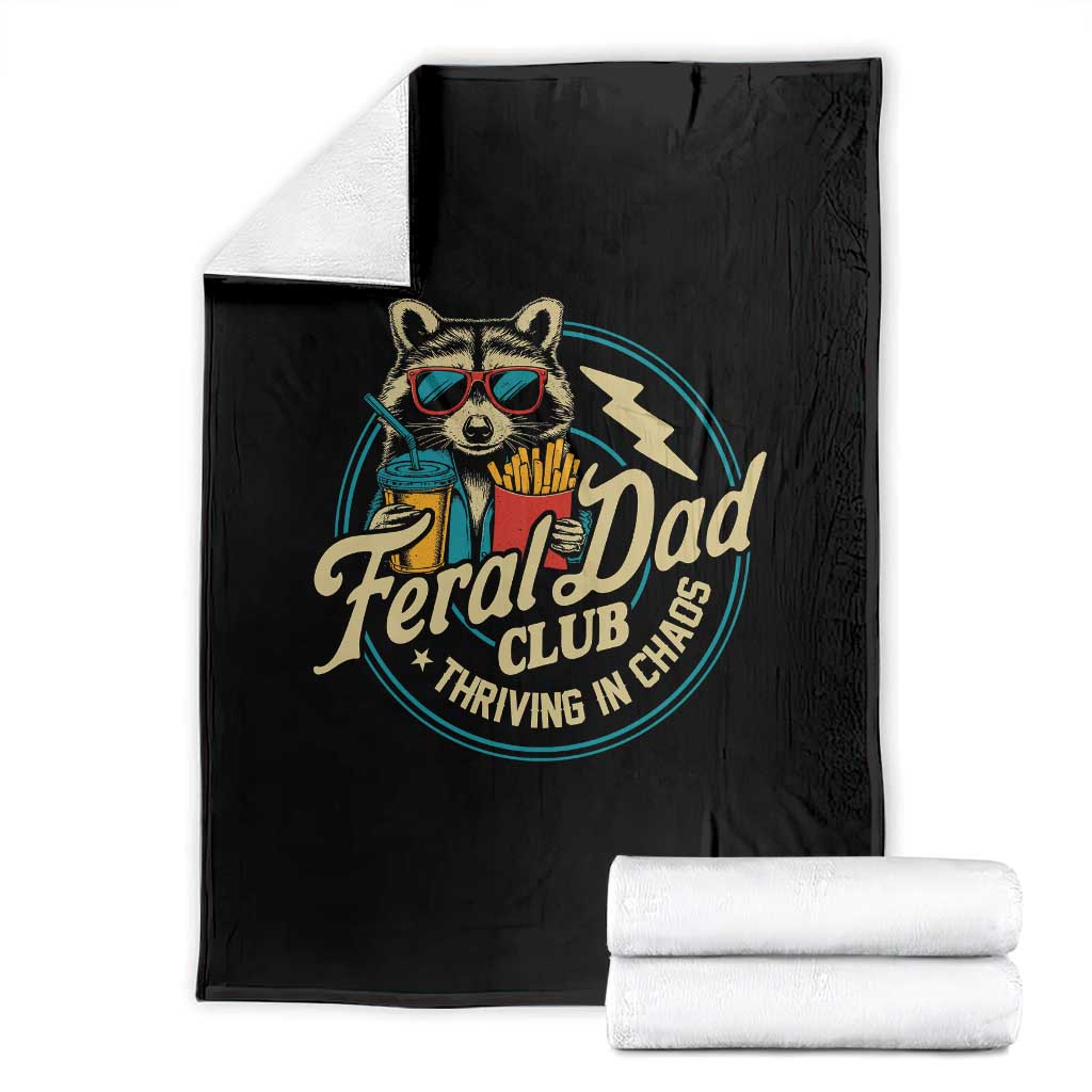 Feral Dad Club Throw Blanket Funny Raccoon Dad Birthday Fathers Day Gift
