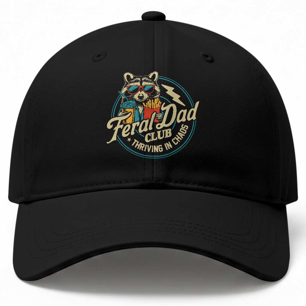 Feral Dad Club Baseball Cap Funny Raccoon Dad Birthday Fathers Day Gift