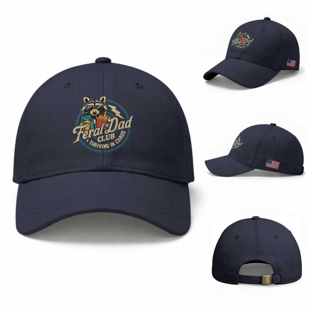 Feral Dad Club Baseball Cap Funny Raccoon Dad Birthday Fathers Day Gift
