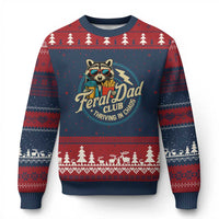 Feral Dad Club Ugly Christmas Sweater Funny Raccoon Dad Birthday Fathers Day Gift
