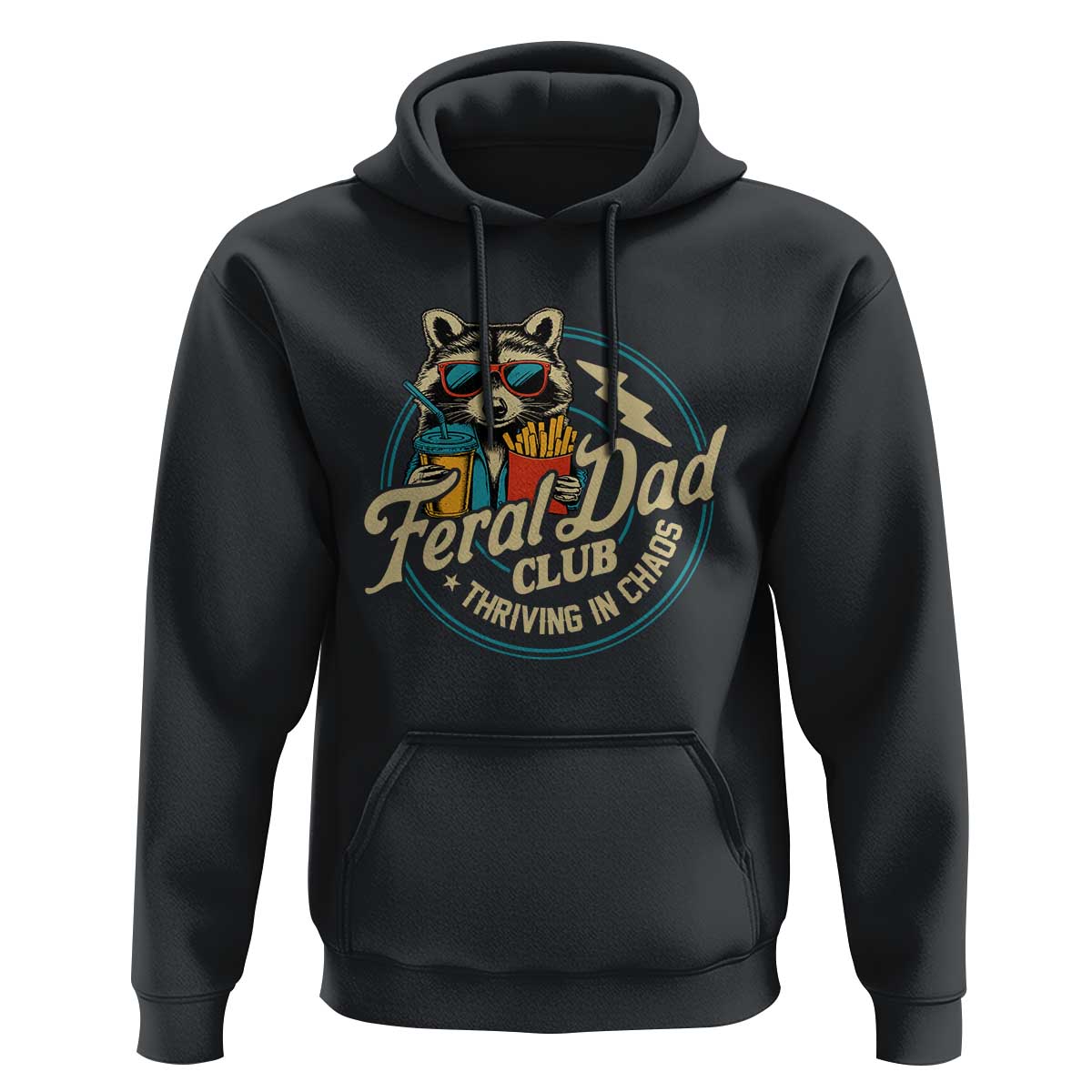 Feral Dad Club Hoodie Funny Raccoon Dad Birthday Fathers Day Gift