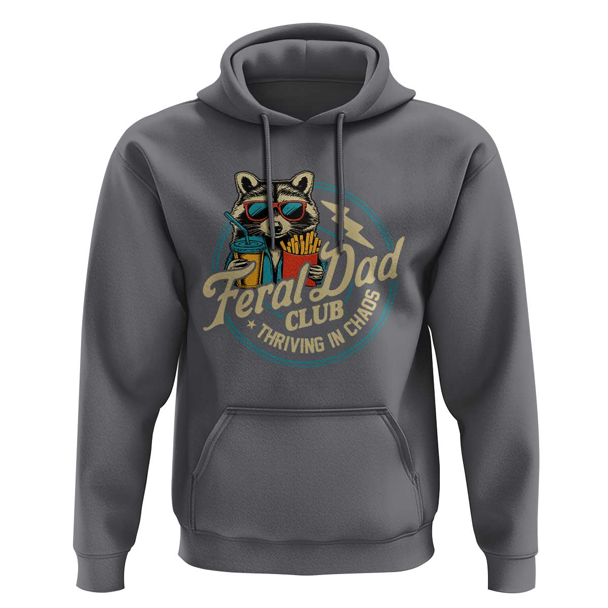 Feral Dad Club Hoodie Funny Raccoon Dad Birthday Fathers Day Gift
