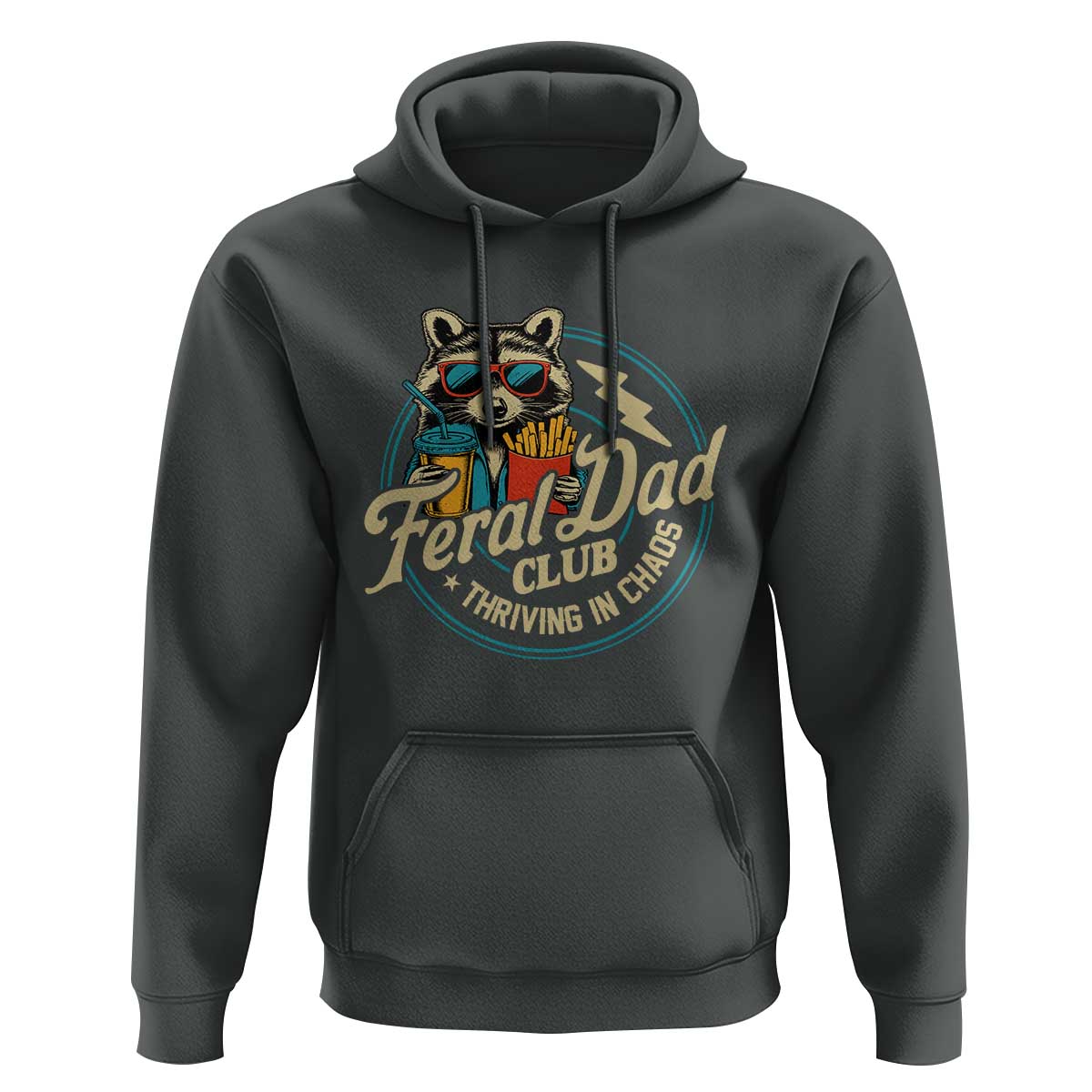 Feral Dad Club Hoodie Funny Raccoon Dad Birthday Fathers Day Gift