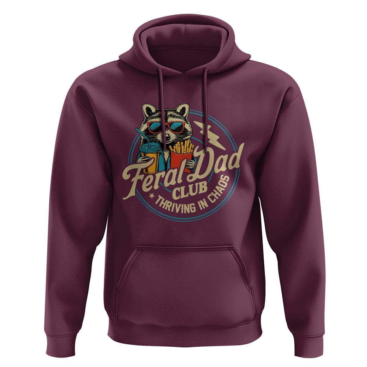 Feral Dad Club Hoodie Funny Raccoon Dad Birthday Fathers Day Gift