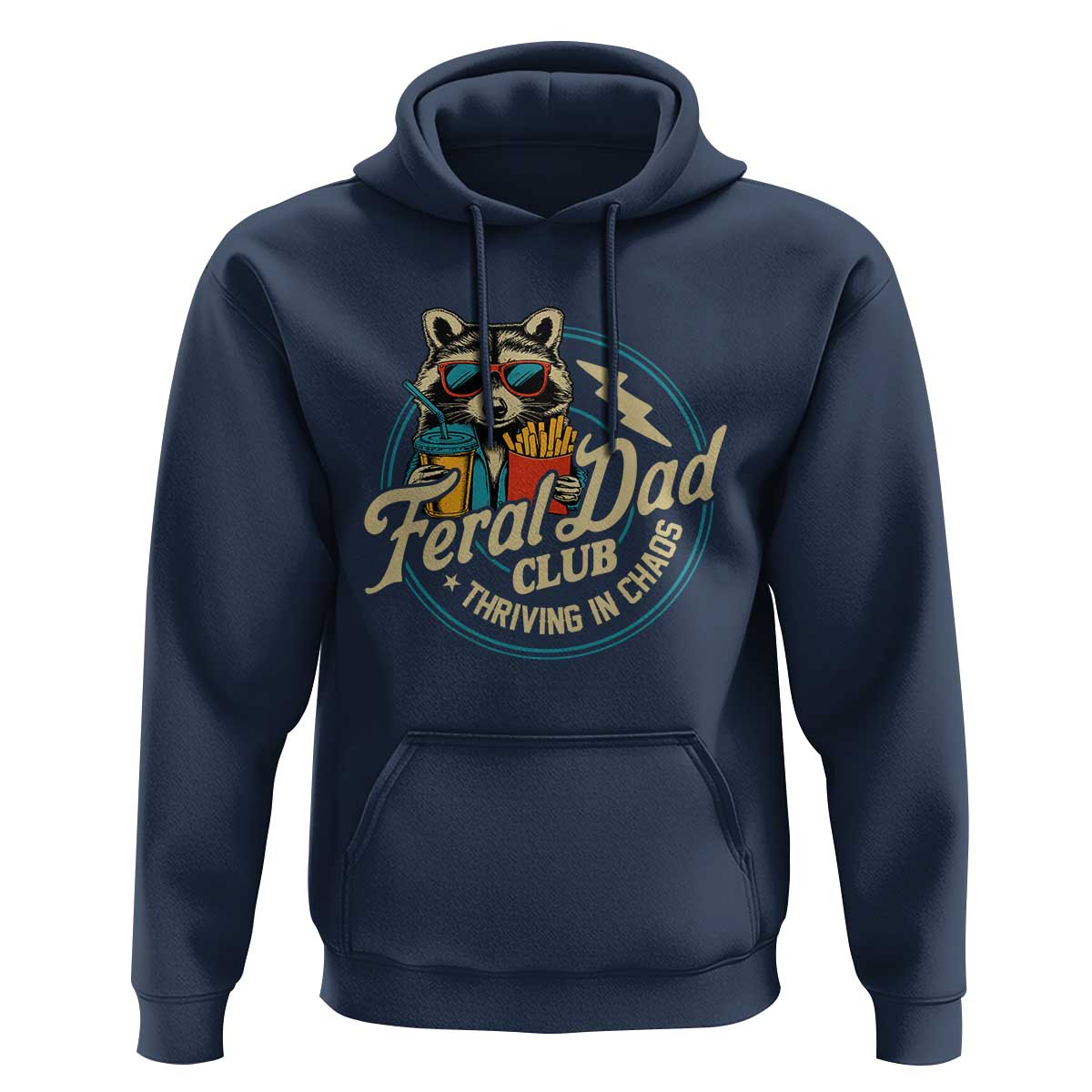 Feral Dad Club Hoodie Funny Raccoon Dad Birthday Fathers Day Gift
