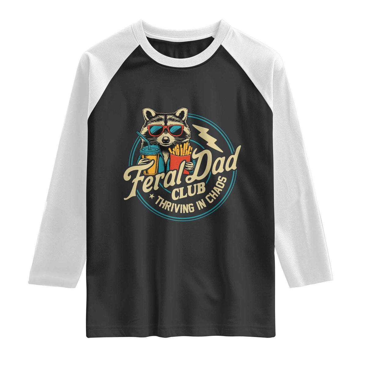 Feral Dad Club Raglan Shirt Funny Raccoon Dad Birthday Fathers Day Gift