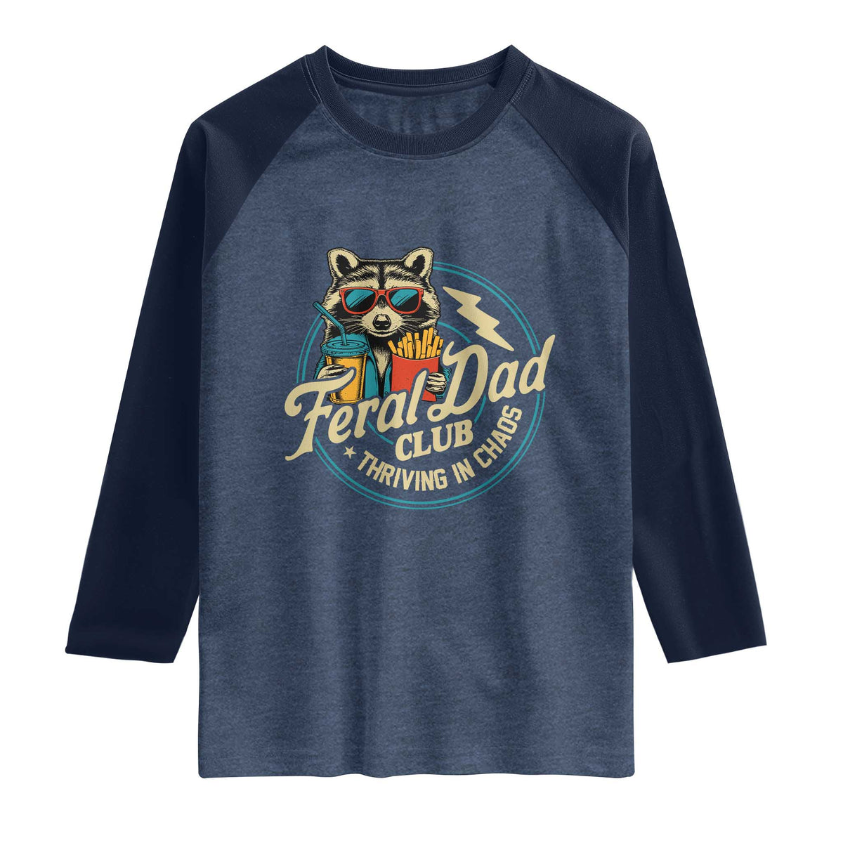 Feral Dad Club Raglan Shirt Funny Raccoon Dad Birthday Fathers Day Gift