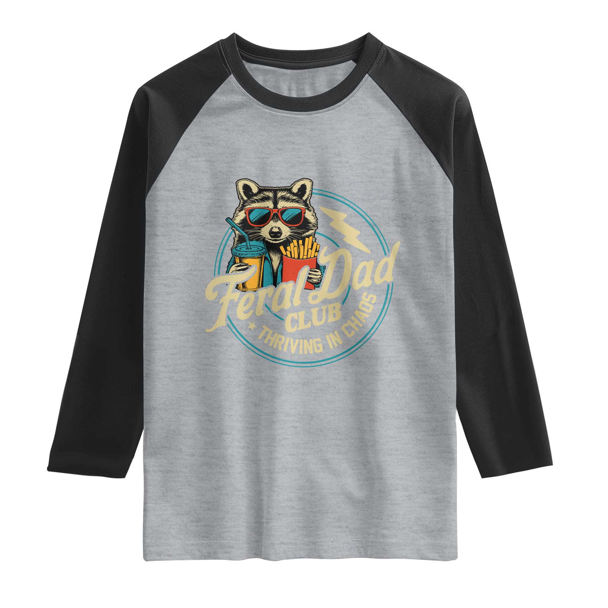 Feral Dad Club Raglan Shirt Funny Raccoon Dad Birthday Fathers Day Gift
