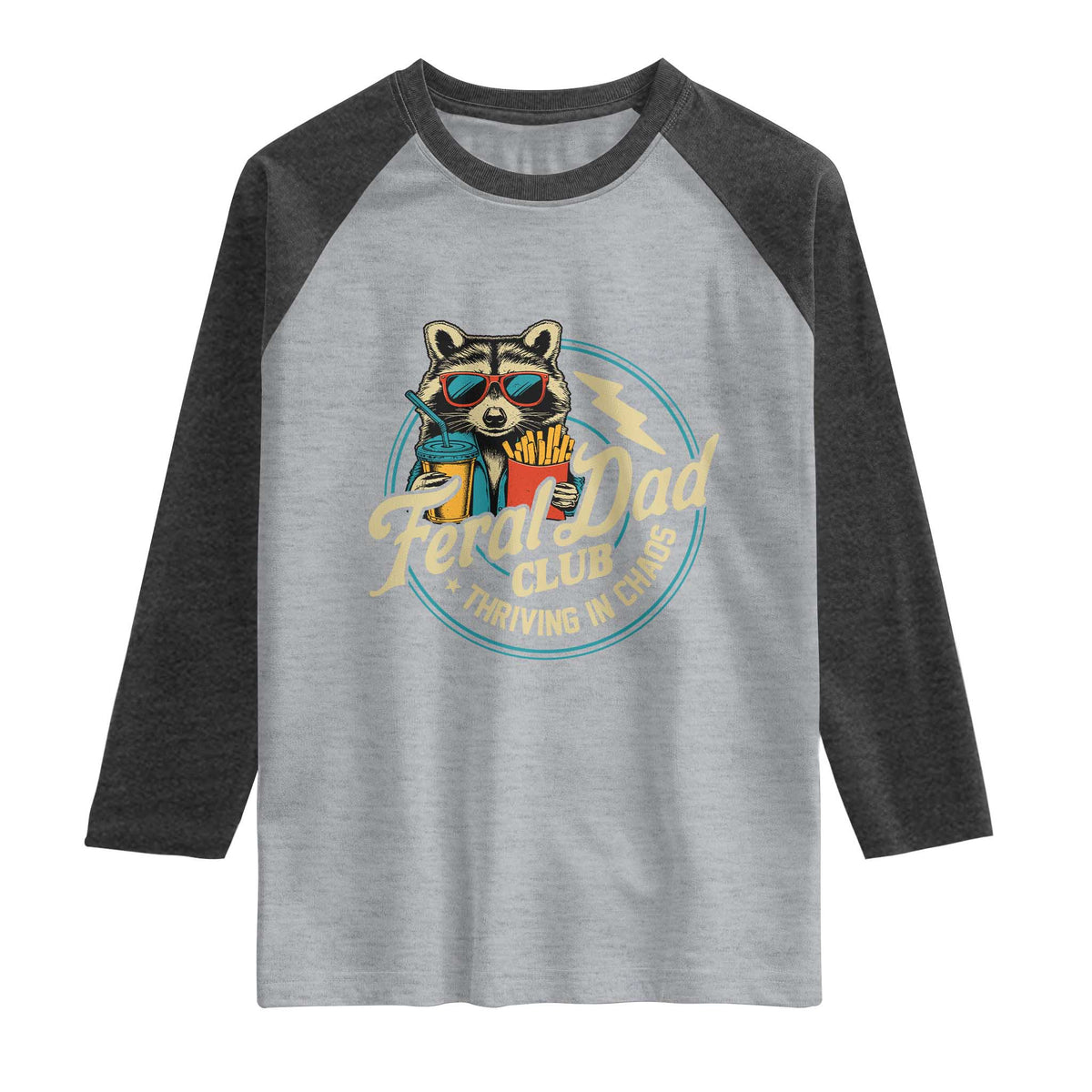 Feral Dad Club Raglan Shirt Funny Raccoon Dad Birthday Fathers Day Gift