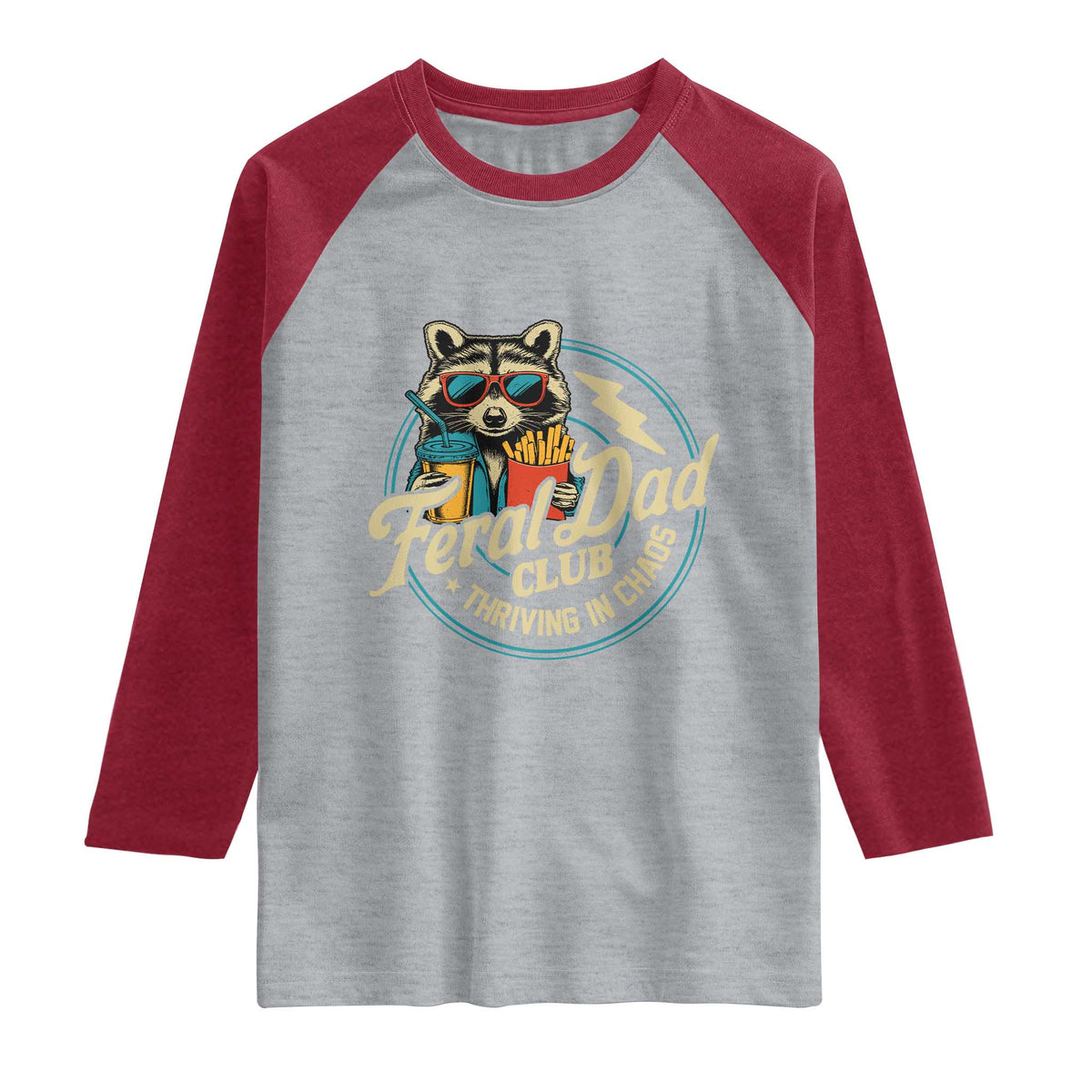 Feral Dad Club Raglan Shirt Funny Raccoon Dad Birthday Fathers Day Gift