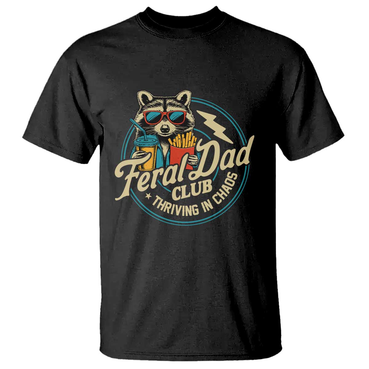 Feral Dad Club T Shirt Funny Raccoon Dad Birthday Fathers Day Gift