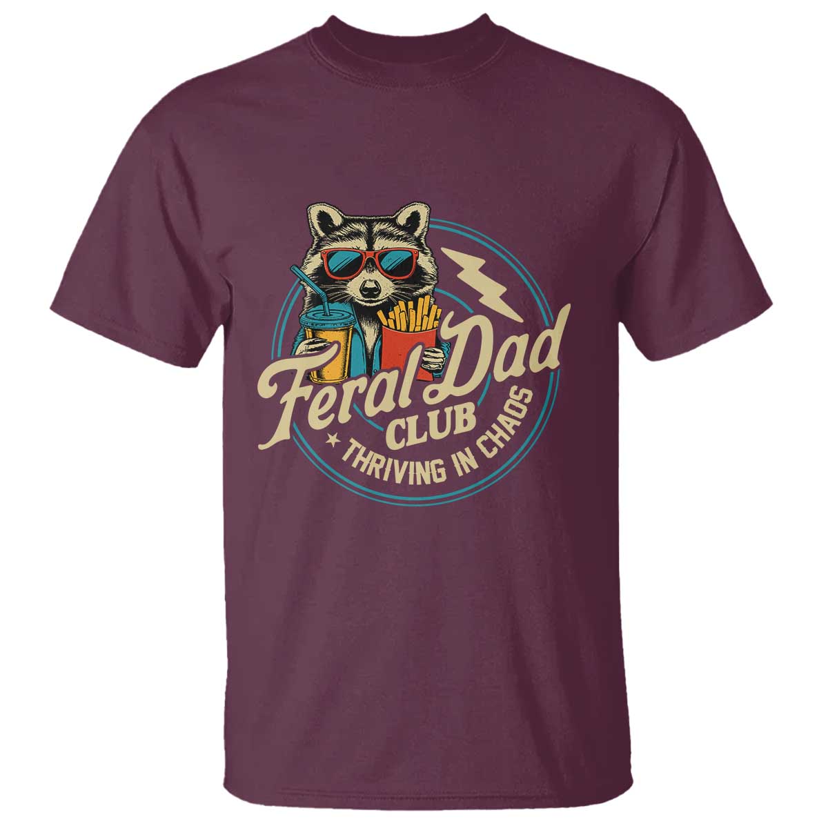 Feral Dad Club T Shirt Funny Raccoon Dad Birthday Fathers Day Gift