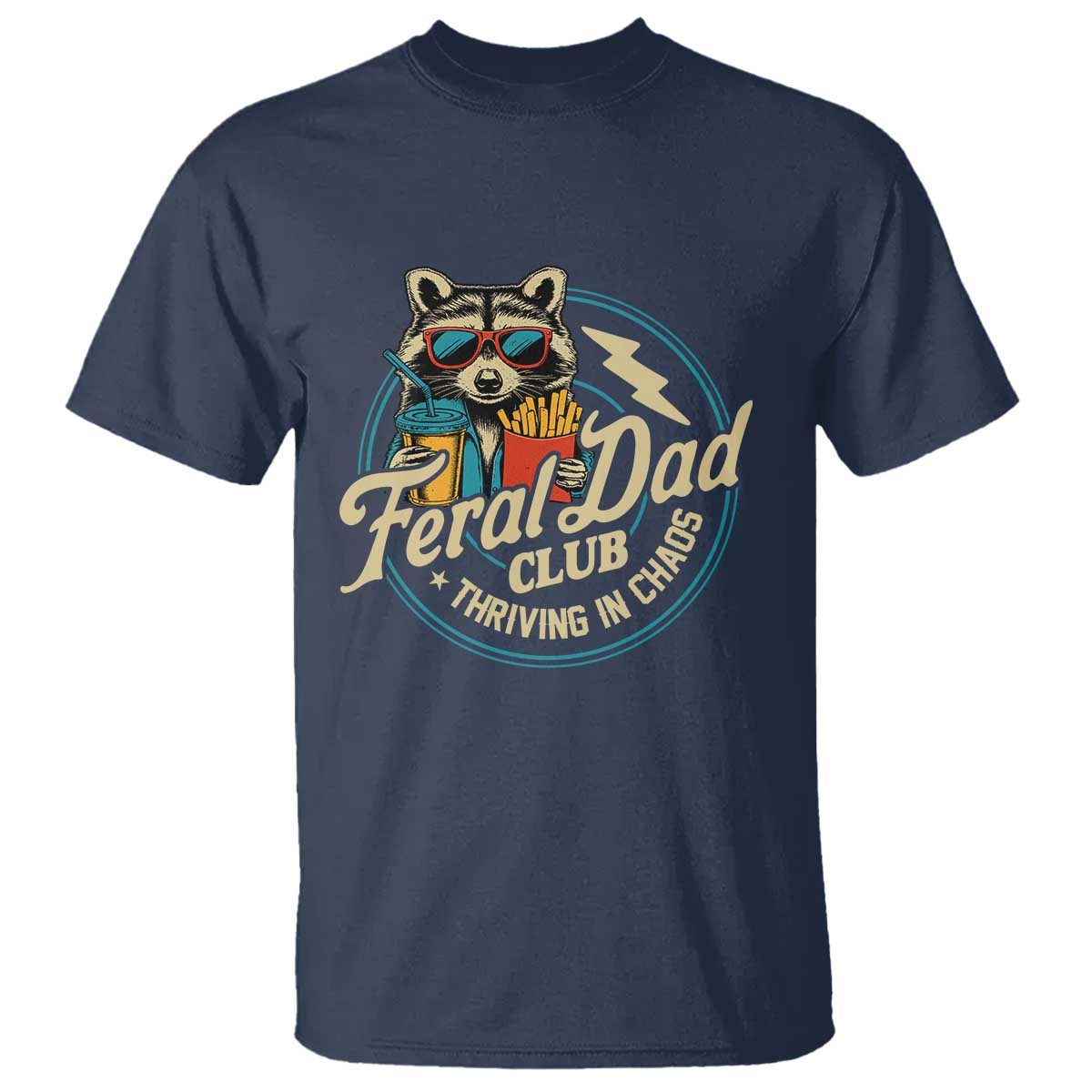 Feral Dad Club T Shirt Funny Raccoon Dad Birthday Fathers Day Gift