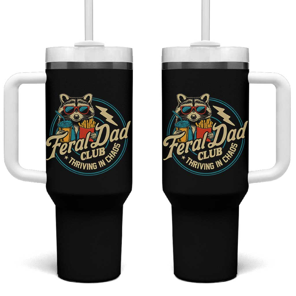 Feral Dad Club Tumbler With Handle Funny Raccoon Dad Birthday Fathers Day Gift