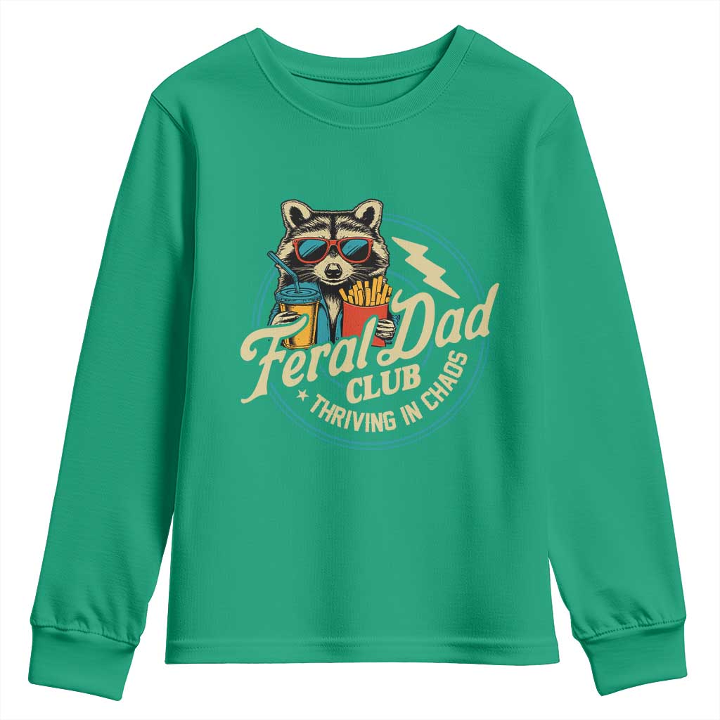 Feral Dad Club Youth Sweatshirt Funny Raccoon Dad Birthday Fathers Day Gift