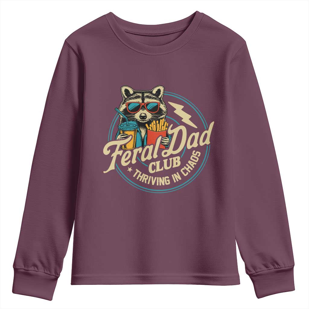 Feral Dad Club Youth Sweatshirt Funny Raccoon Dad Birthday Fathers Day Gift