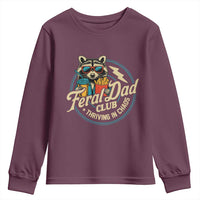 Feral Dad Club Youth Sweatshirt Funny Raccoon Dad Birthday Fathers Day Gift
