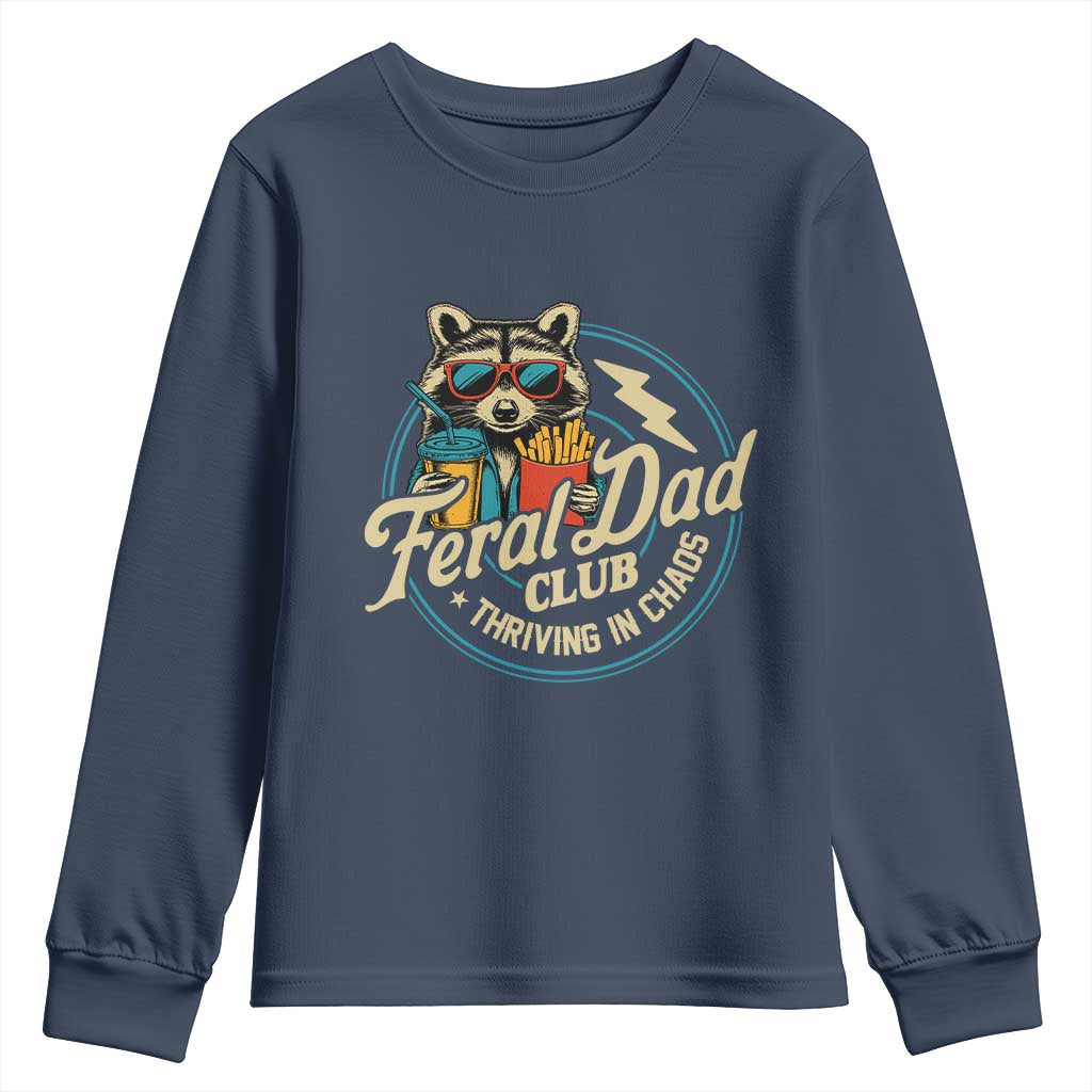 Feral Dad Club Youth Sweatshirt Funny Raccoon Dad Birthday Fathers Day Gift