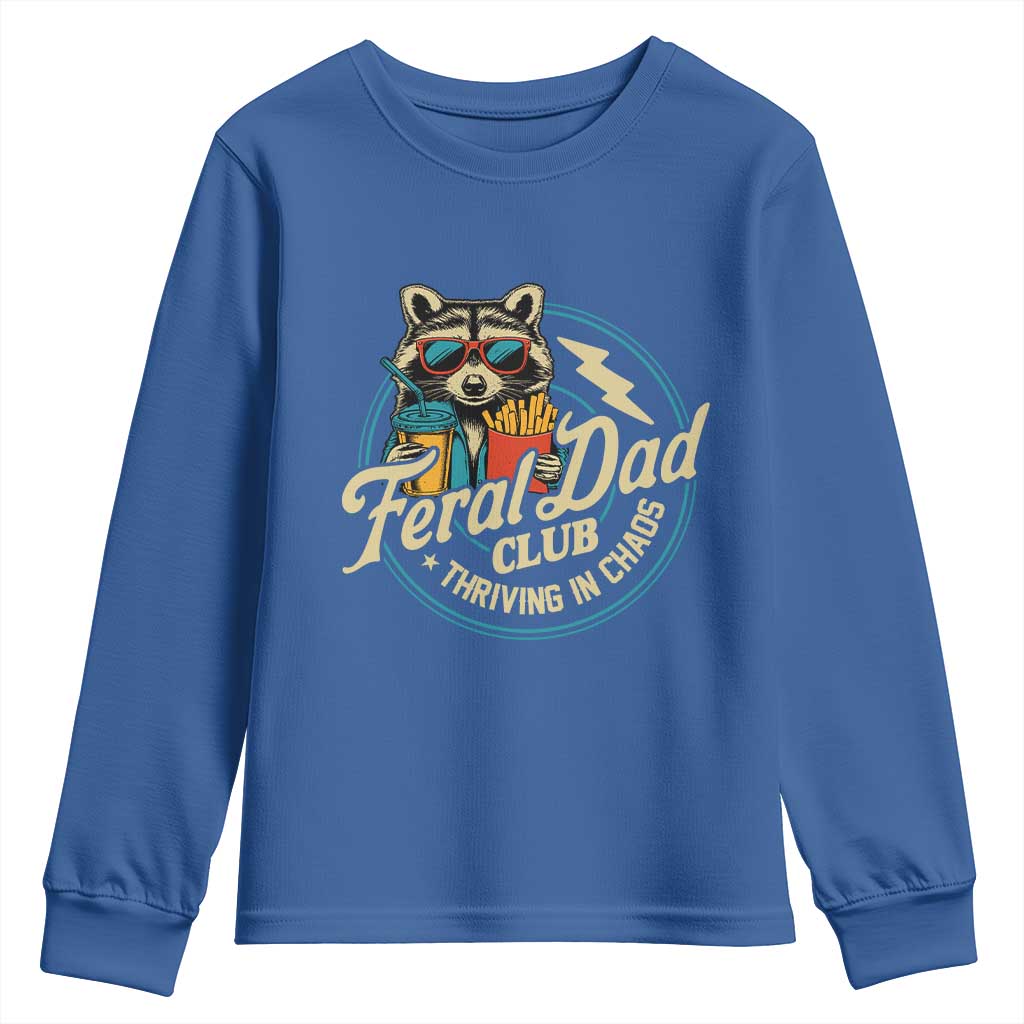 Feral Dad Club Youth Sweatshirt Funny Raccoon Dad Birthday Fathers Day Gift