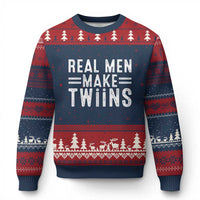 Funny Twin Dad Ugly Christmas Sweater Real Men Make Twins Daddy Humor Fathers Day