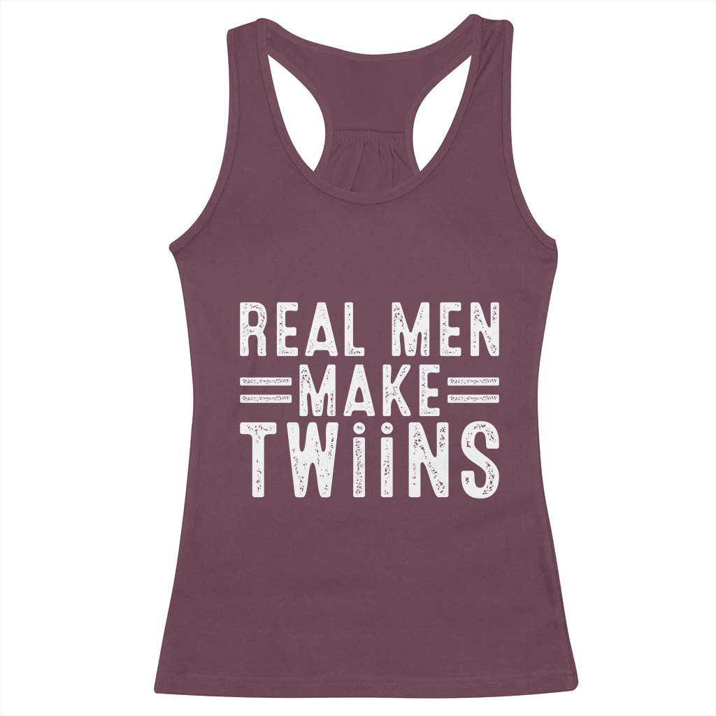 Funny Twin Dad Racerback Tank Top Real Men Make Twins Daddy Humor Fathers Day