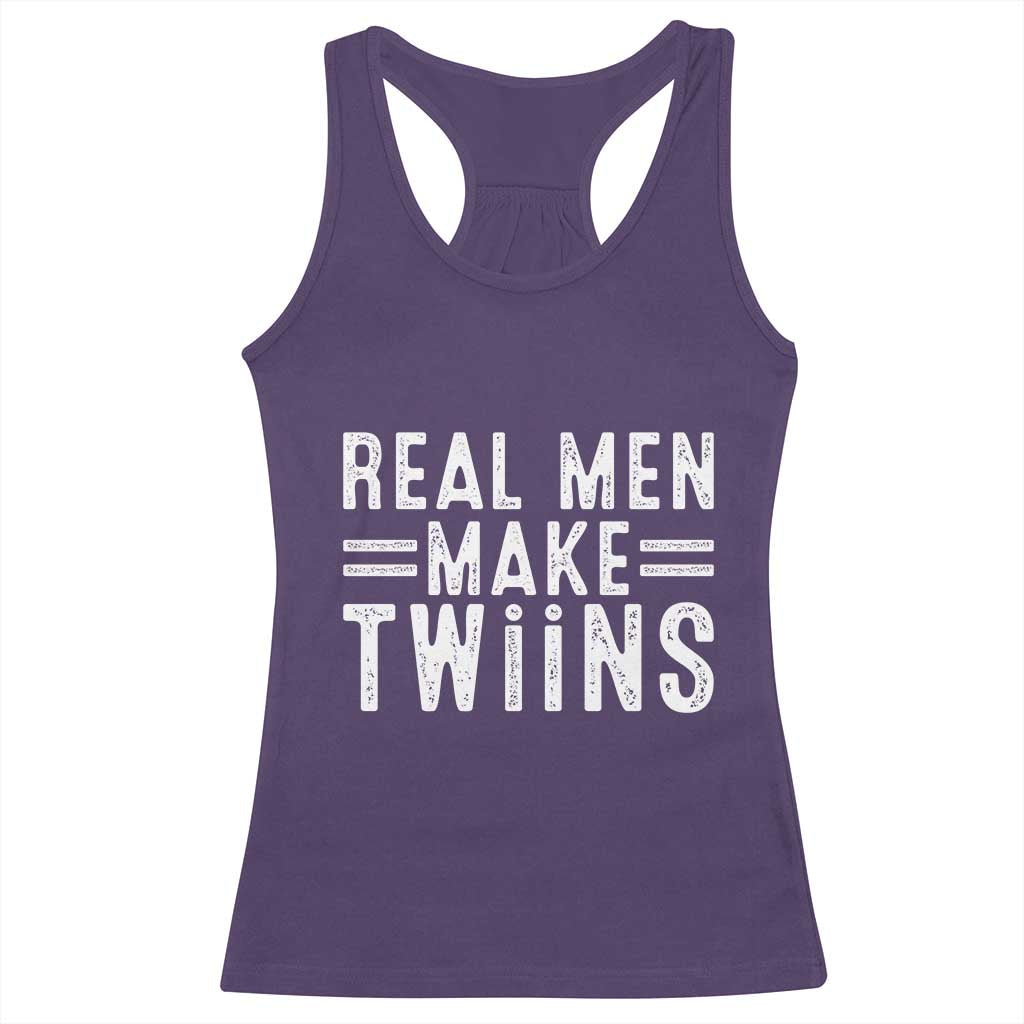 Funny Twin Dad Racerback Tank Top Real Men Make Twins Daddy Humor Fathers Day