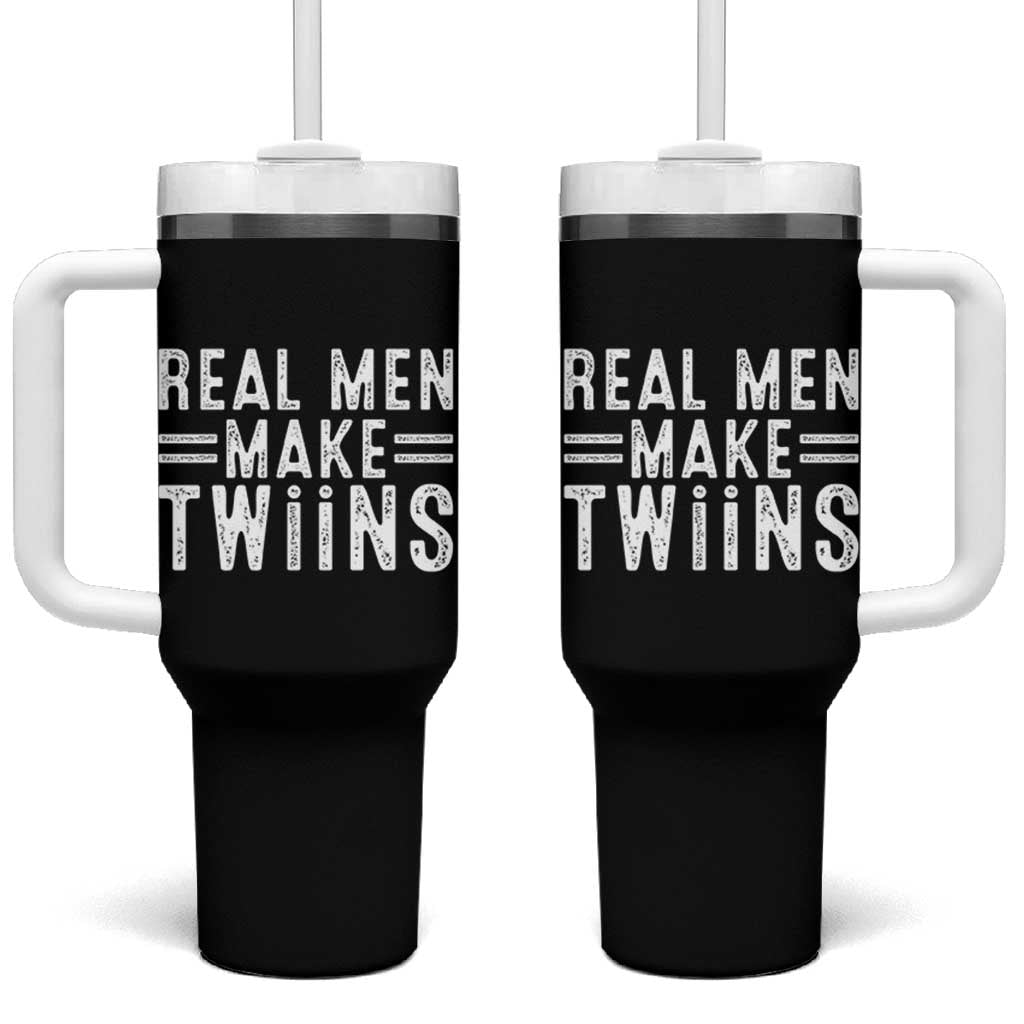 Funny Twin Dad Tumbler With Handle Real Men Make Twins Daddy Humor Fathers Day