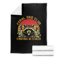 Feral Dad Club Throw Blanket Funny Raccoon Dad Retro Fathers Day Gift