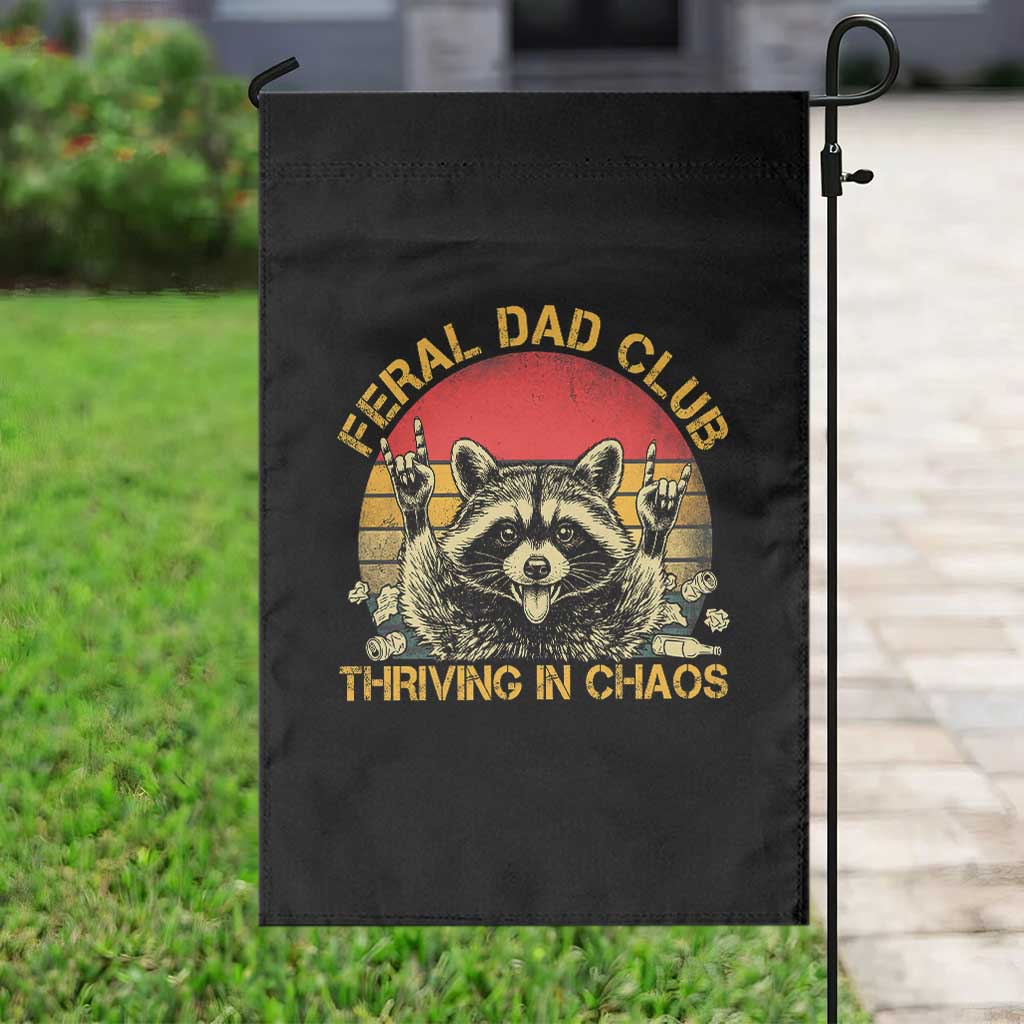 Feral Dad Club Garden Flag Funny Raccoon Dad Retro Fathers Day Gift