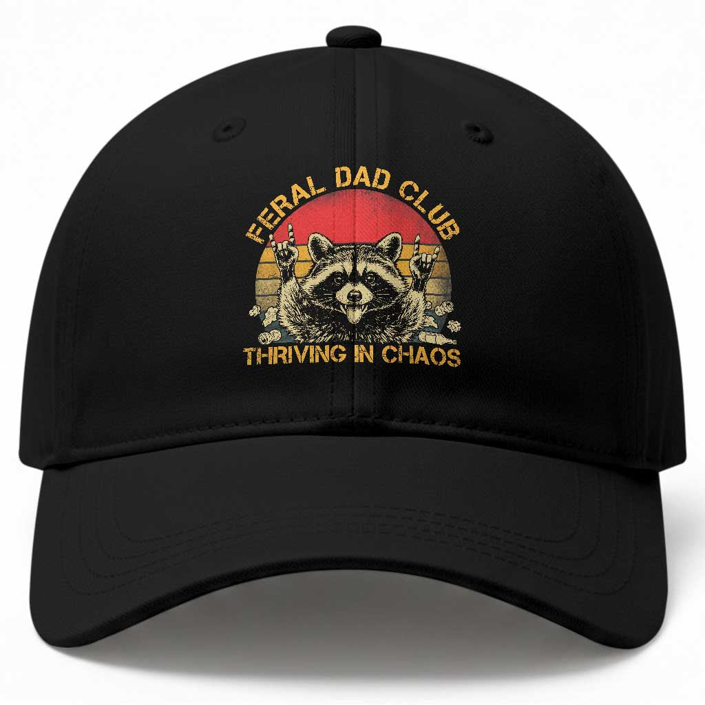 Feral Dad Club Baseball Cap Funny Raccoon Dad Retro Fathers Day Gift