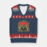 Feral Dad Club V-Neck Knit Sweater Vest Funny Raccoon Dad Retro Fathers Day Gift