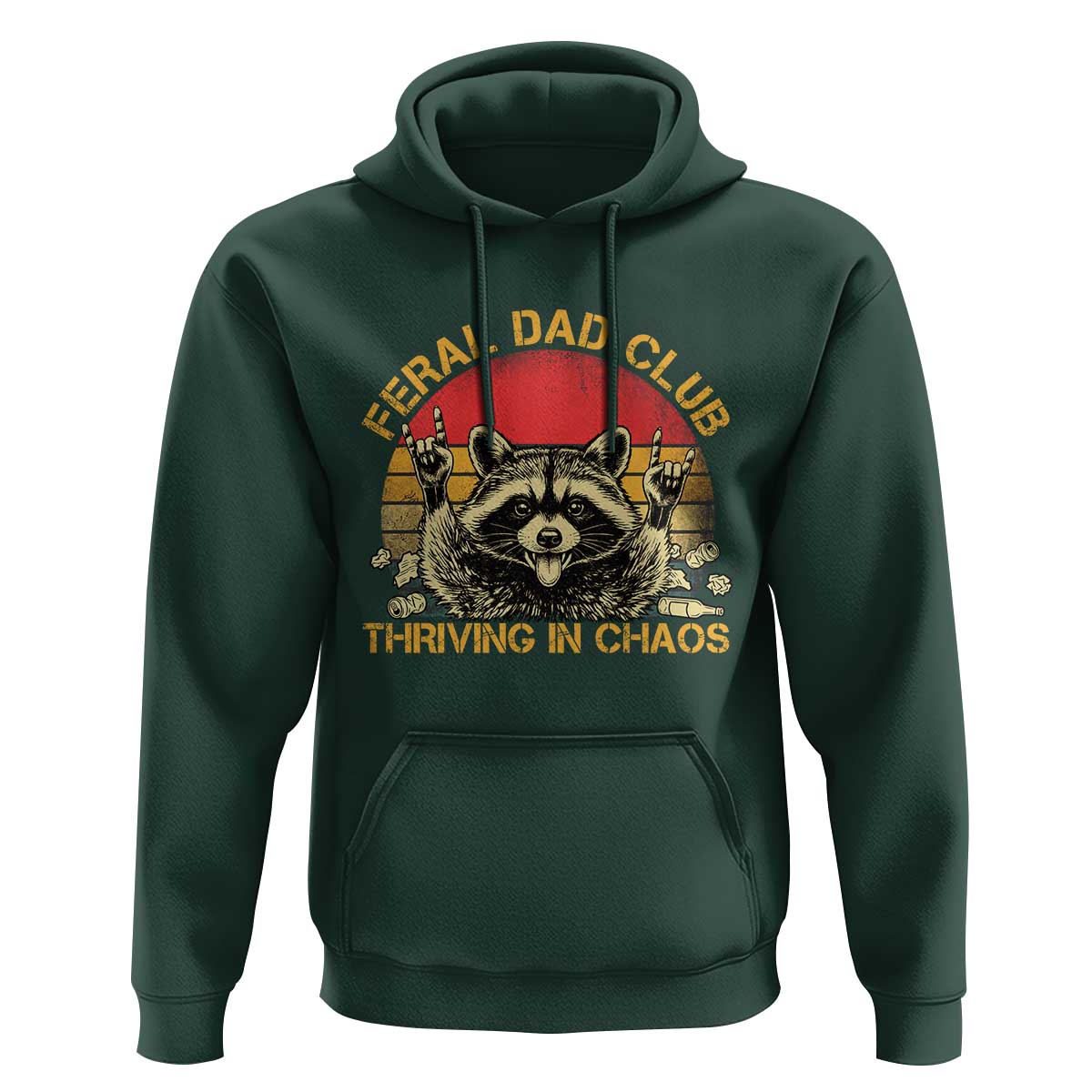 Feral Dad Club Hoodie Funny Raccoon Dad Retro Fathers Day Gift