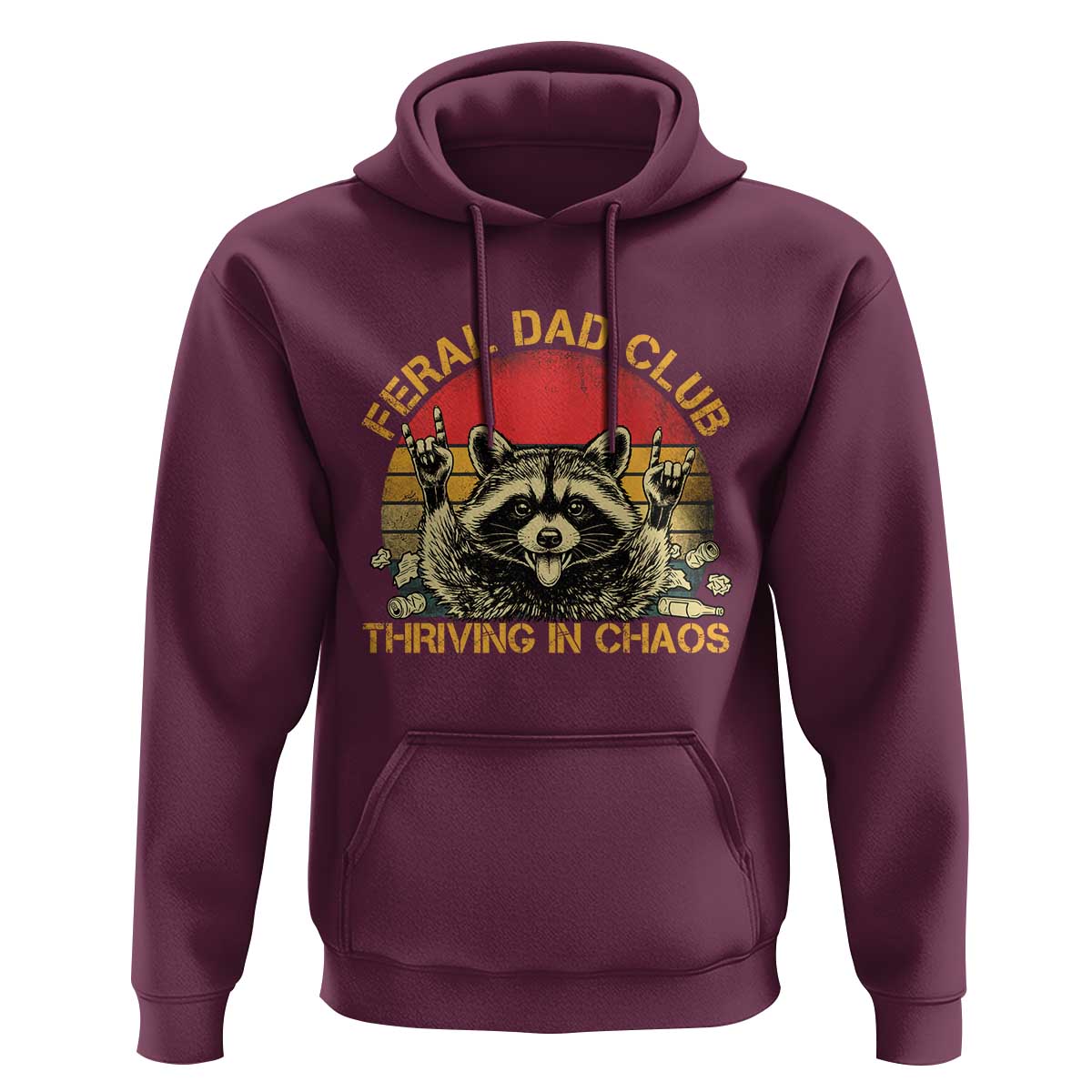 Feral Dad Club Hoodie Funny Raccoon Dad Retro Fathers Day Gift