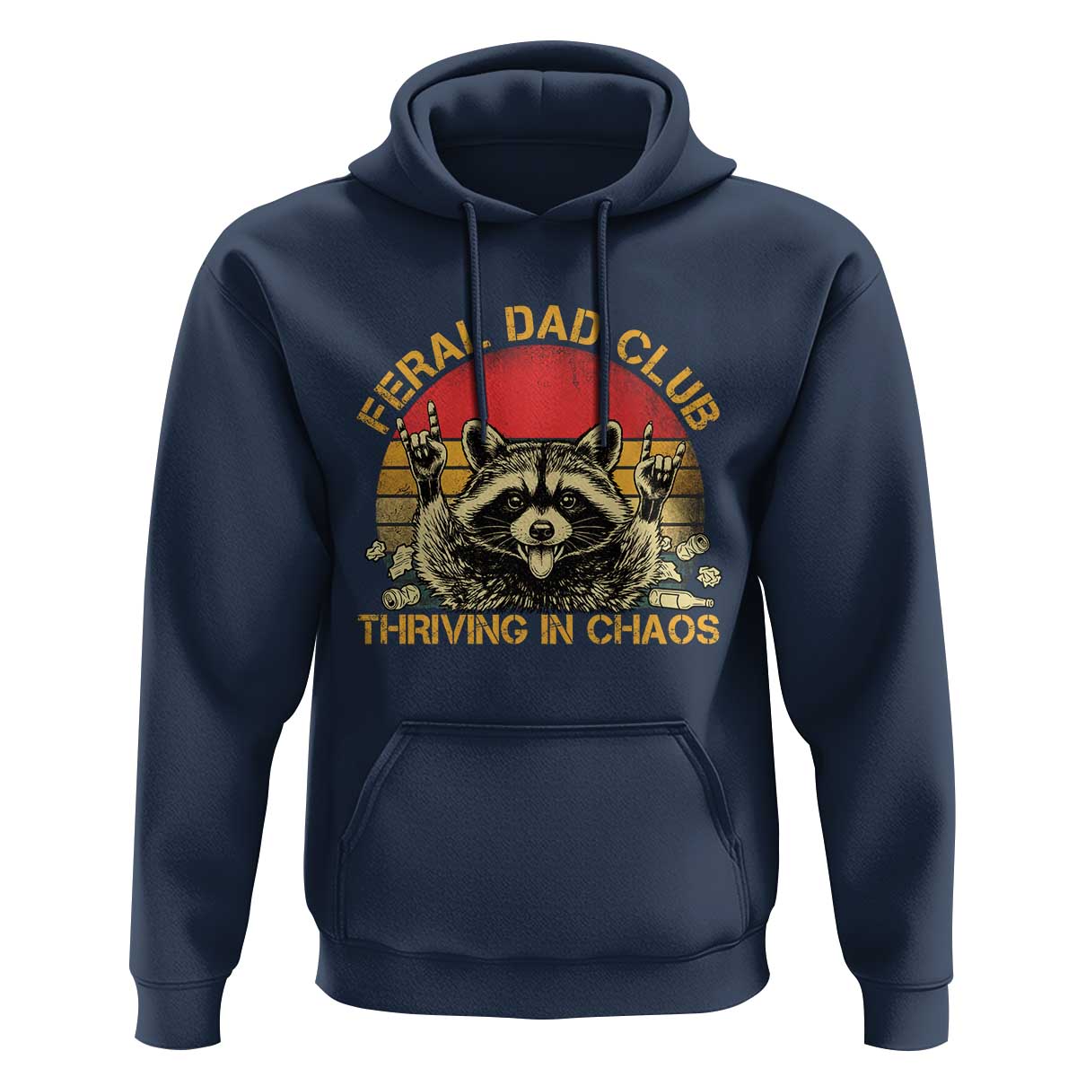 Feral Dad Club Hoodie Funny Raccoon Dad Retro Fathers Day Gift