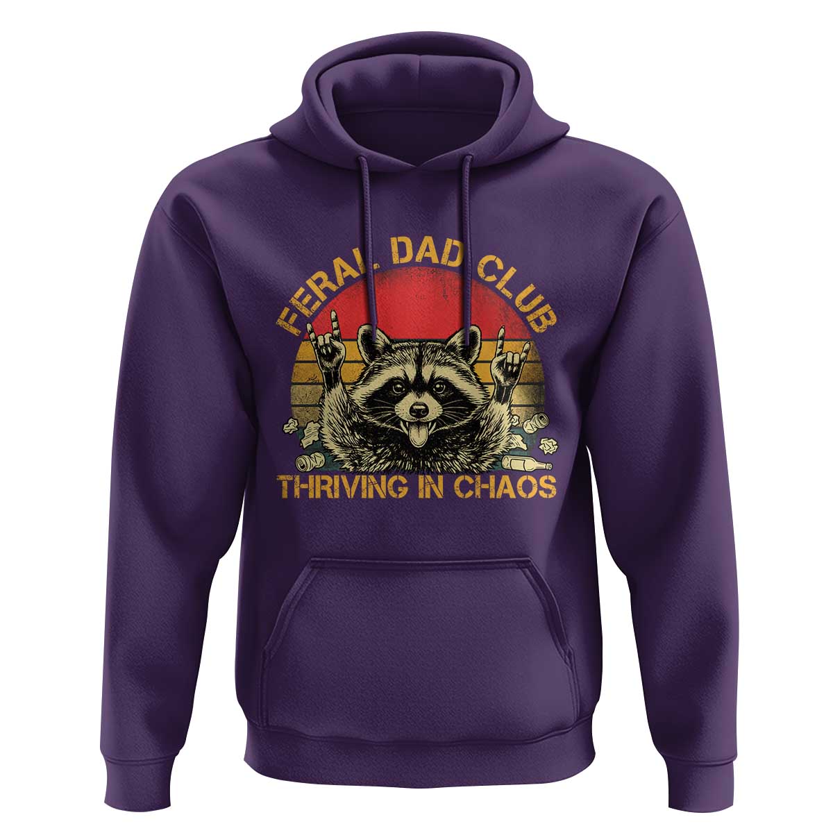 Feral Dad Club Hoodie Funny Raccoon Dad Retro Fathers Day Gift