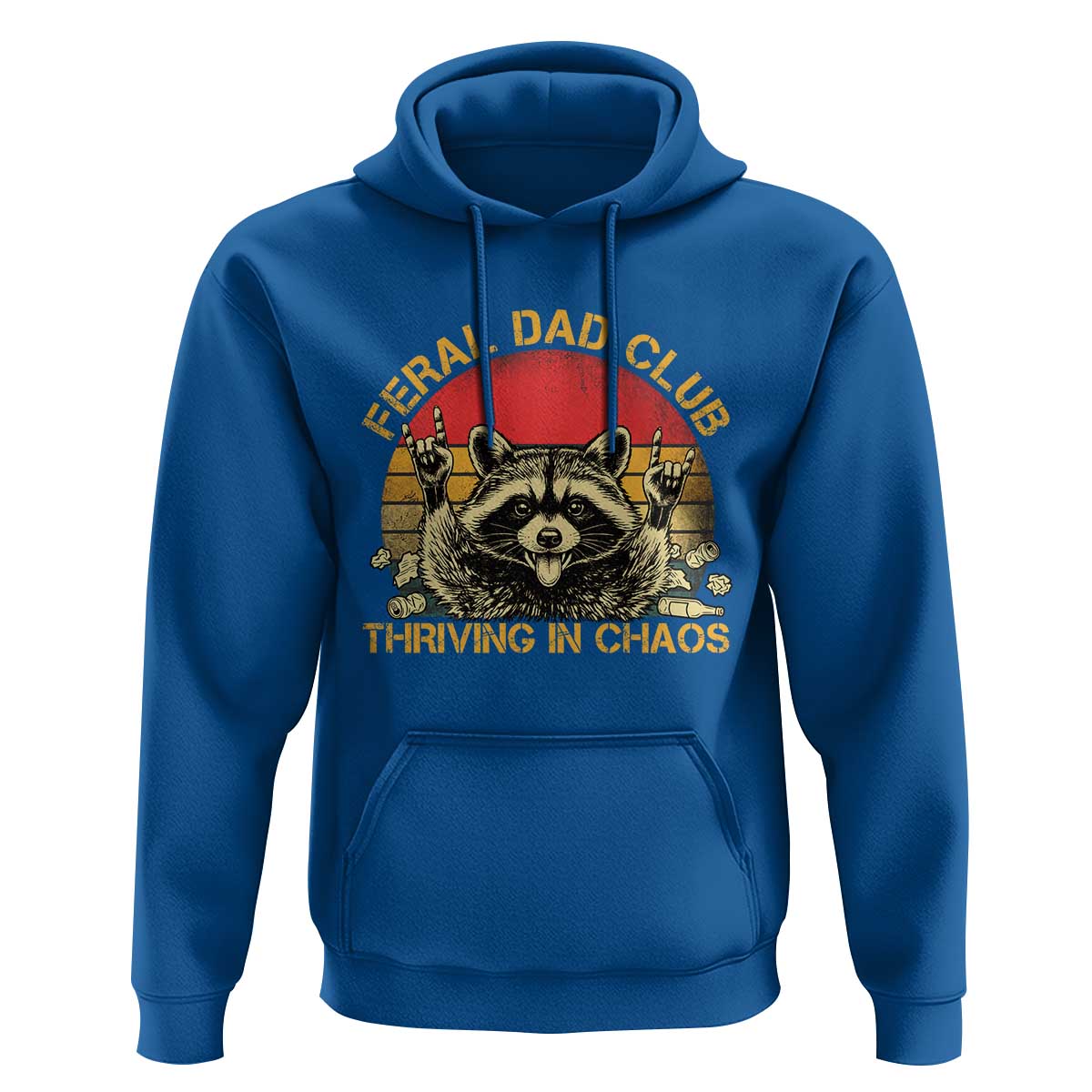 Feral Dad Club Hoodie Funny Raccoon Dad Retro Fathers Day Gift