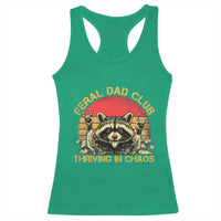 Feral Dad Club Racerback Tank Top Funny Raccoon Dad Retro Fathers Day Gift