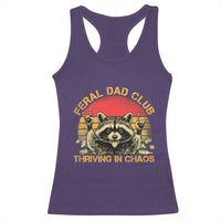 Feral Dad Club Racerback Tank Top Funny Raccoon Dad Retro Fathers Day Gift