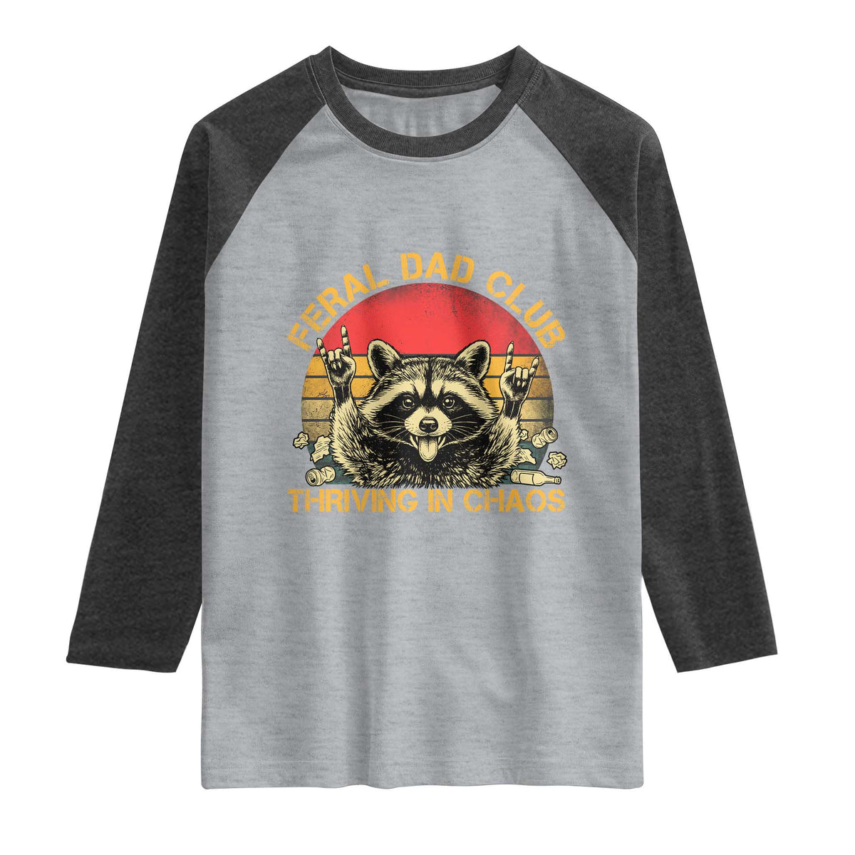 Feral Dad Club Raglan Shirt Funny Raccoon Dad Retro Fathers Day Gift