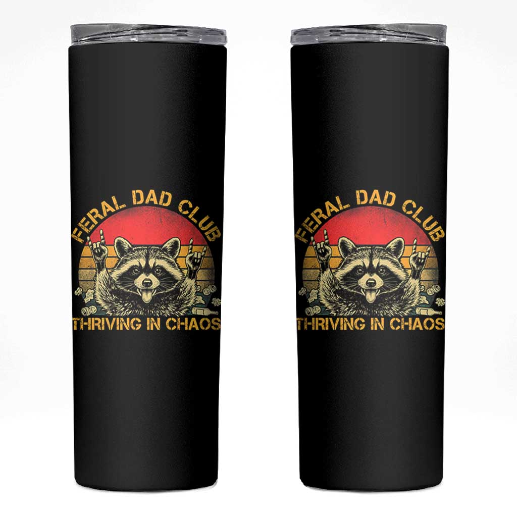 Feral Dad Club Skinny Tumbler Funny Raccoon Dad Retro Fathers Day Gift