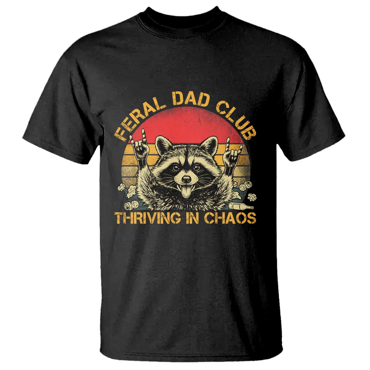 Feral Dad Club T Shirt Funny Raccoon Dad Retro Fathers Day Gift