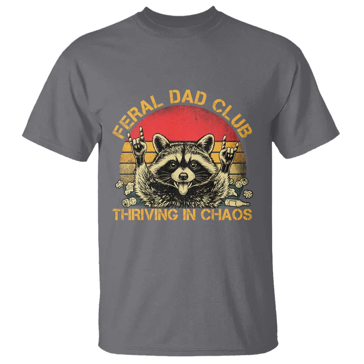 Feral Dad Club T Shirt Funny Raccoon Dad Retro Fathers Day Gift