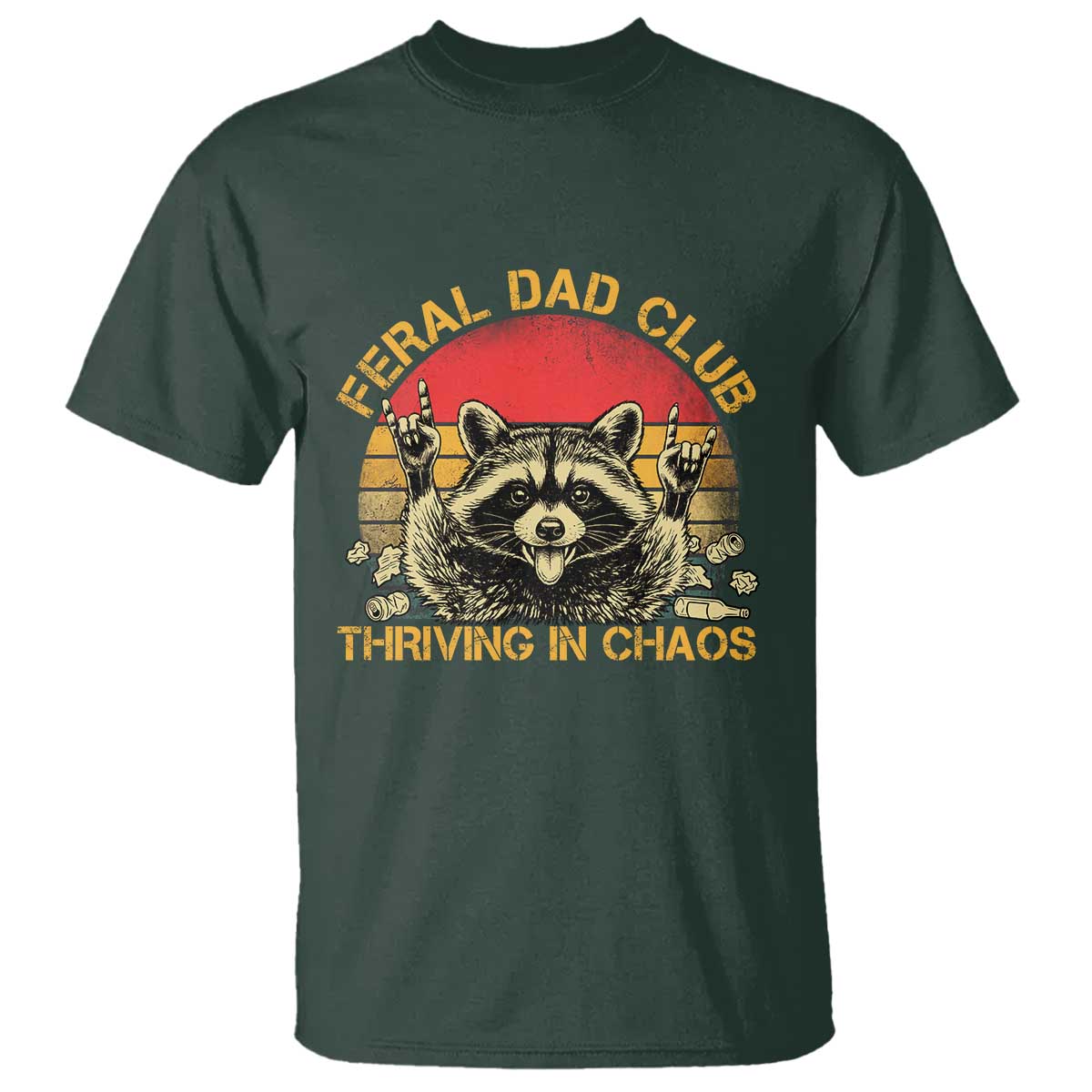 Feral Dad Club T Shirt Funny Raccoon Dad Retro Fathers Day Gift